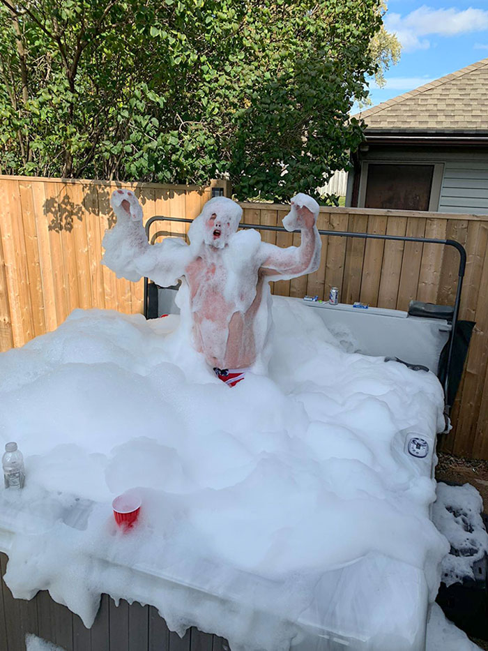 Bachelor Party + Hot Tub + Alcohol + Dish Soap =