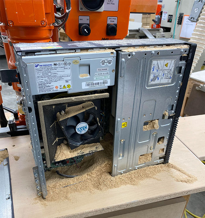 This Is What Happens When The Tech Before You Puts A PC Right Next To A Cnc In A Cabinet Shop.... Still Working