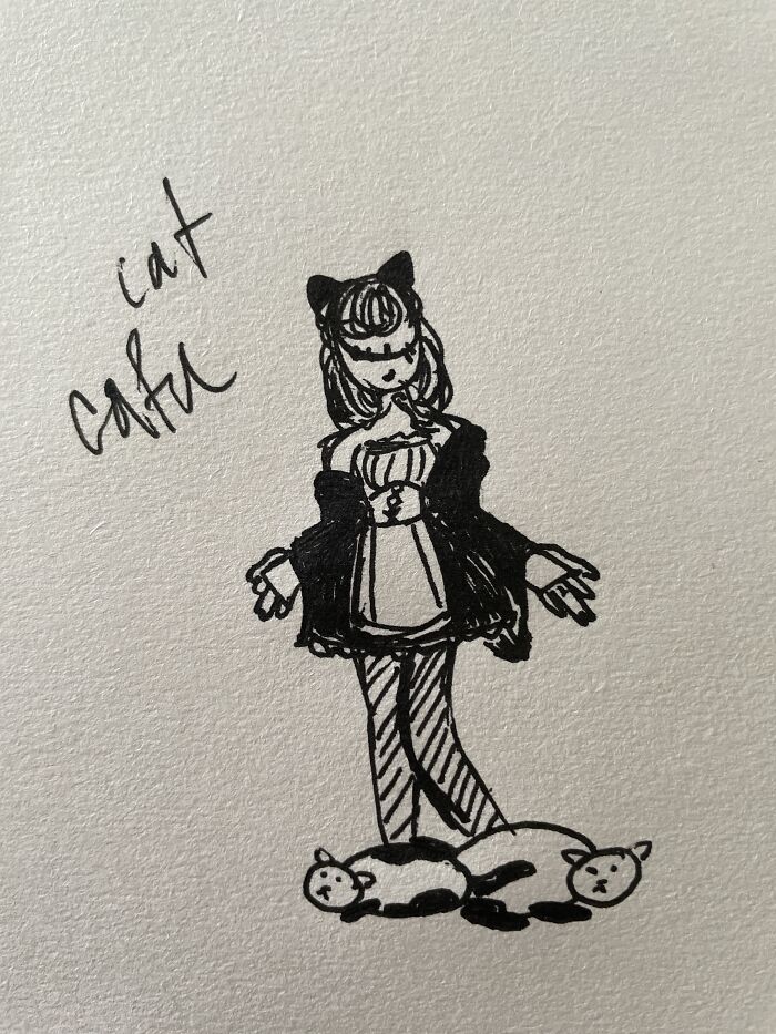 Cat Cafe Girl (I Am Very Proud Of This Drawing)