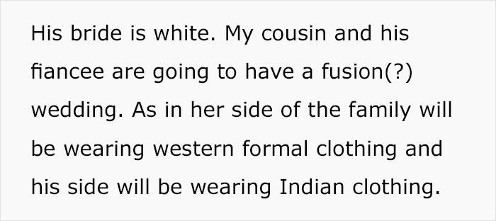 Bride Is Upset The Groom's Teen Cousin Will Upstage Her By Wearing A Traditional Indian Outfit To Their Wedding