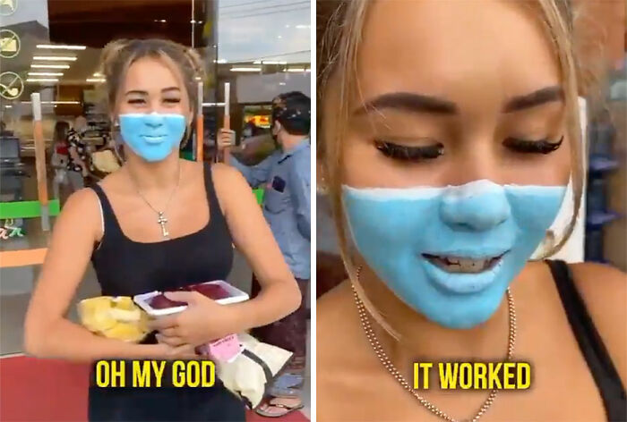 Influencer Ignores Bali’s Mandatory Mask Rule By Painting It On Her Face With Makeup And Gets Deported