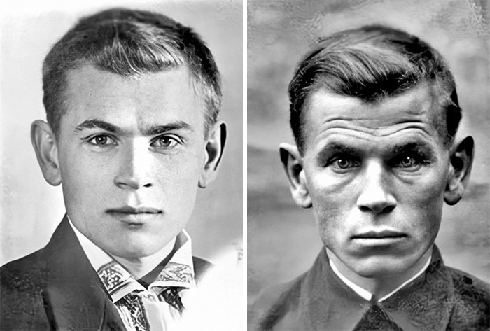 En 1941, se tomó la fotografía de la izquierda, del soldado soviético Eugen Stepanovich Kobytev en el día en que se fue a la guerra. La foto de la derecha fue tomada después de que la guerra terminara, en 1945, solo 4 años después