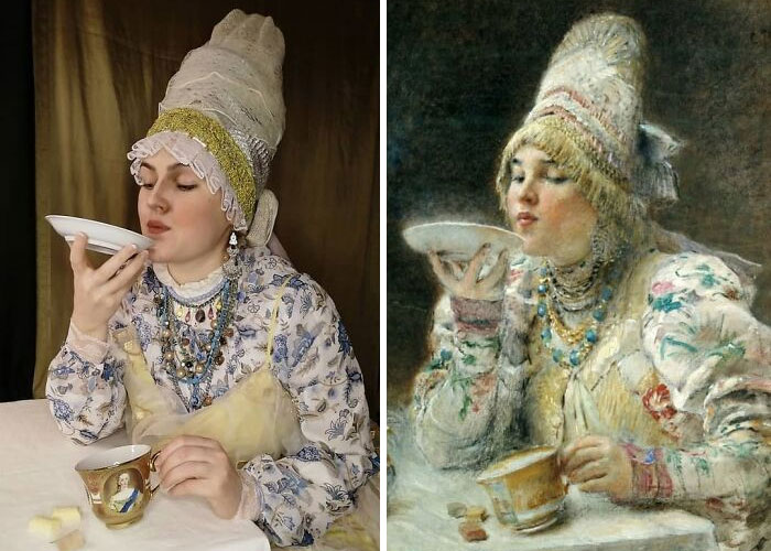 Konstantin Makovsky "Tea Drinking" (1914)
