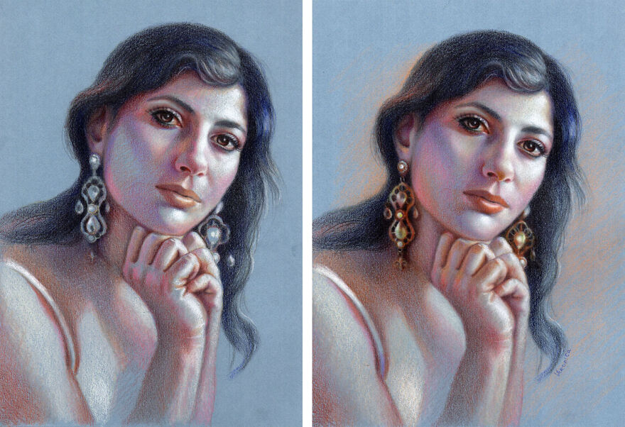 How To Draw A Female Portrait On Colored Paper