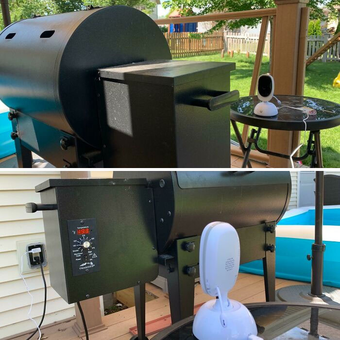 My Husband Is Using Our Baby Monitor To Keep An Eye On The Temperature Of His Smoker While He Works