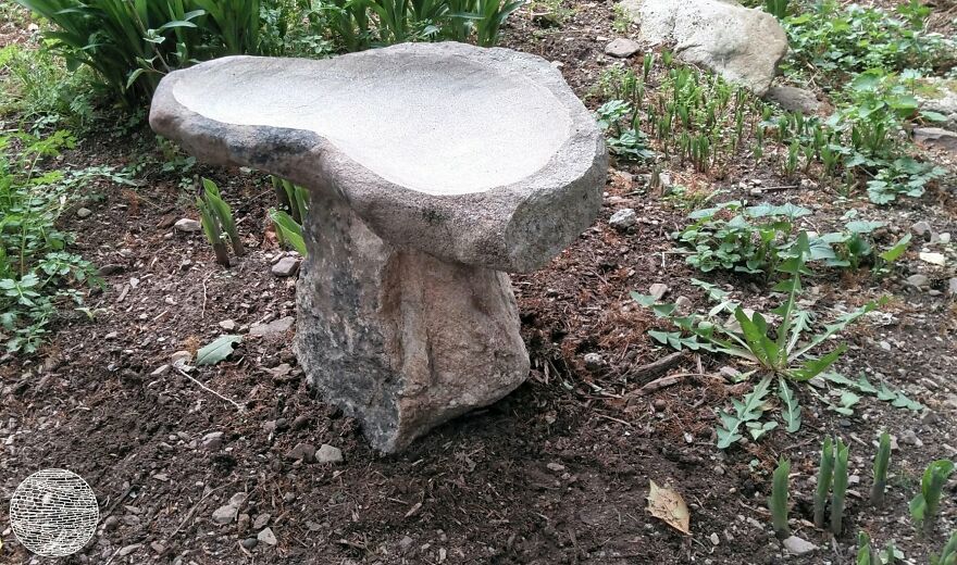 I Create Birdbaths, Benches And Flower Pots From Rocks That I Collect In The Forest