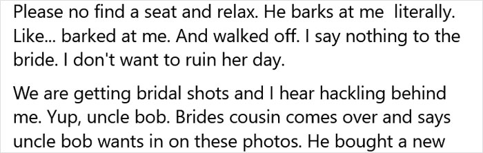 Wedding Photographer Shares Working Horror Story When A Guest Won’t Let Her Do Her Job