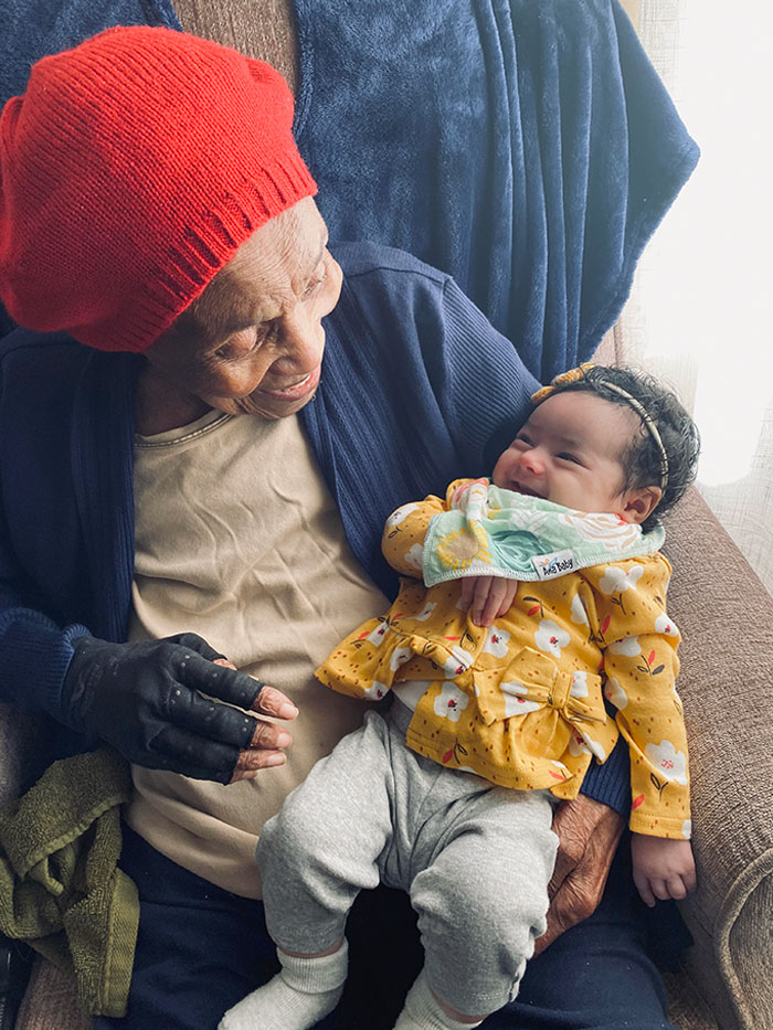 My Great-Grandma, Who Will Be 103 On Valentine’s Day, Laughing With My 2-Month-Old Daughter