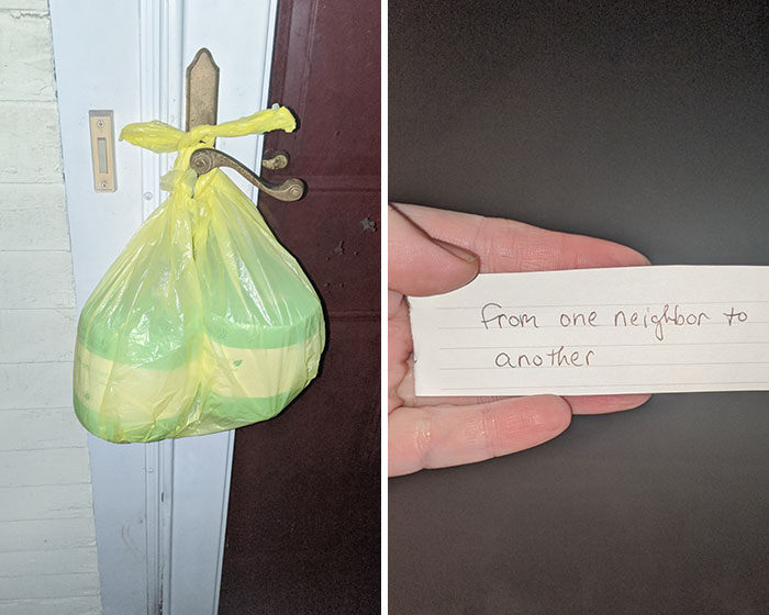 One Of My Neighbors Left A Bag Of Toilet Paper On My Front Door