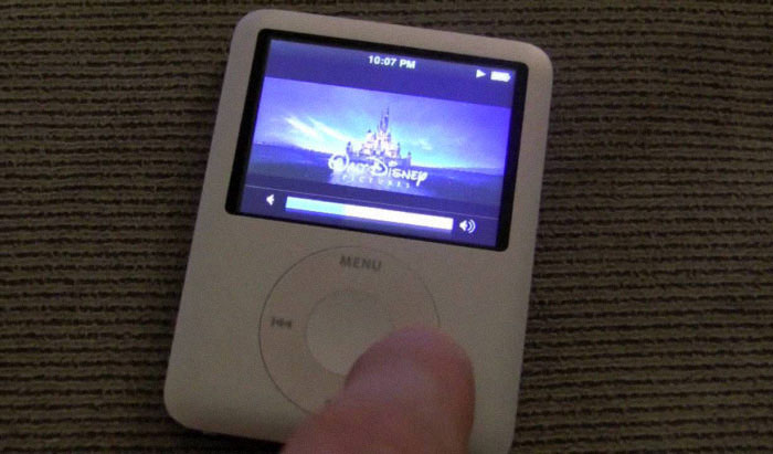 Películas en un iPod con pantalla de 2 pulgadas