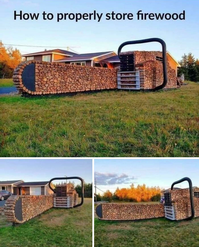 Now That's One Well Engineered Redneck Wood Pile