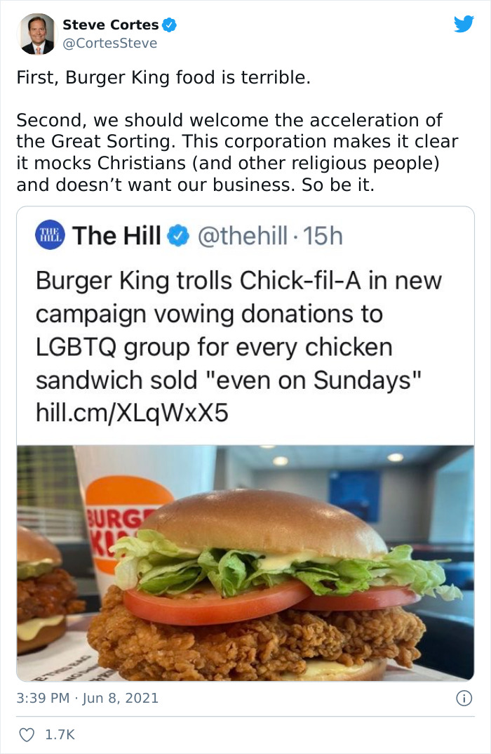 Chick-Fil-A Get Called Out By Burger King With Their Promise To Donate 40 Cents To LGBTQ+ Causes From Each Chicken Sandwich They Sell