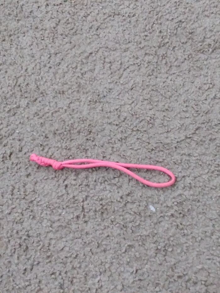 My Cat's Favorite Toy: A Braided Piece Of Paracord. She Wrestles With This Thing Like She Thinks It's Trying To Murder Us!
