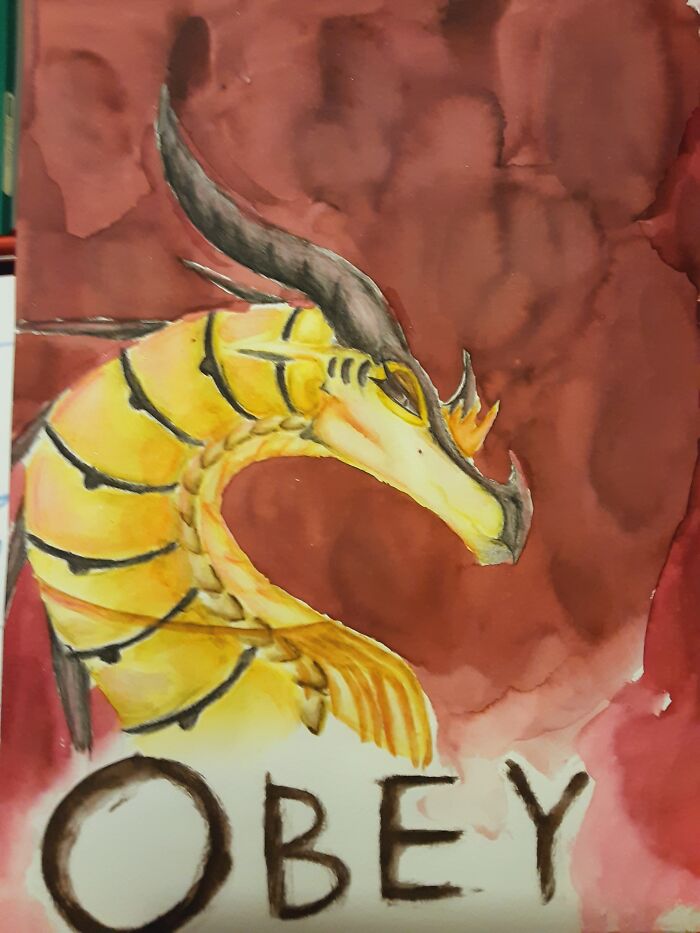 Queen Wasp, Watercolor Art By My 11 Year Old Sister. Queen Wasp Is A Character From Wings Of Fire.