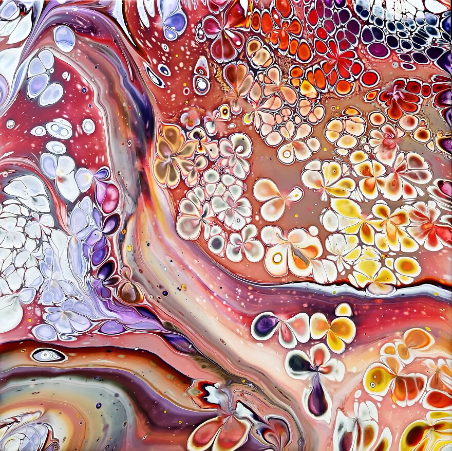 Simple Finger Dip Flowers ~ Sadwich Acrylic Pour ~ Fluid Art For Beginners ~ Fiona Art Simple Finger Dip Flowers ~ Sadwich Acrylic Pour ~ Fluid Art For Beginners ~ Fiona Art