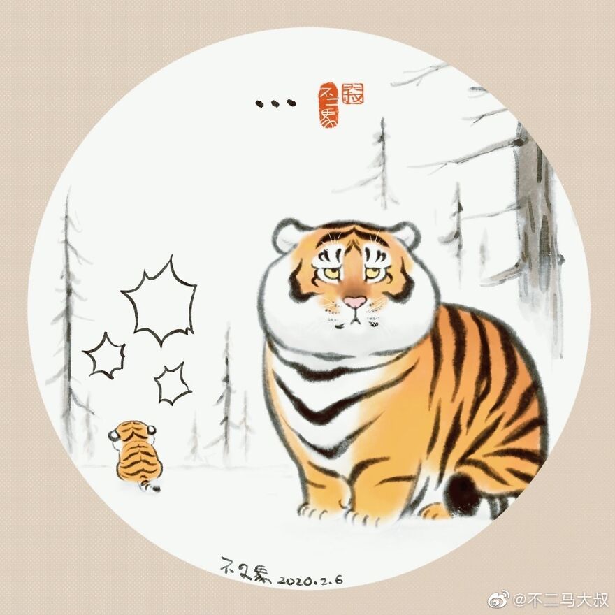 30 Funny Illustration Comics About A Fat Tiger Met A Tiger Cub In Snow, By Chinese Artist Bu2ma 30 Funny Illustration Comics About A Fat Tiger Met A Tiger Cub In Snow, By Chinese Artist Bu2ma