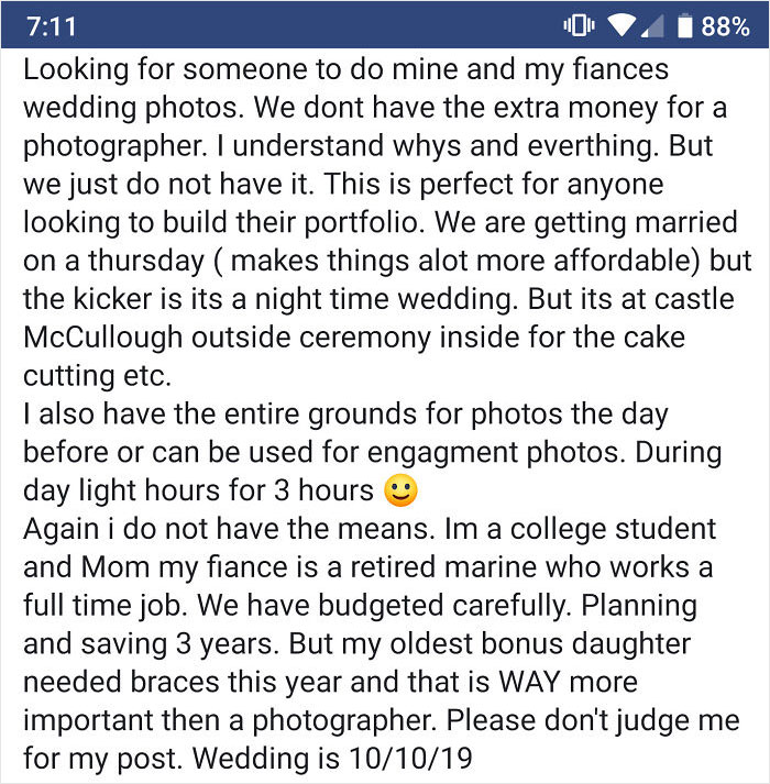 Shoot My 6-Months-Away Wedding For Free Because ....my Kid Needed Braces?