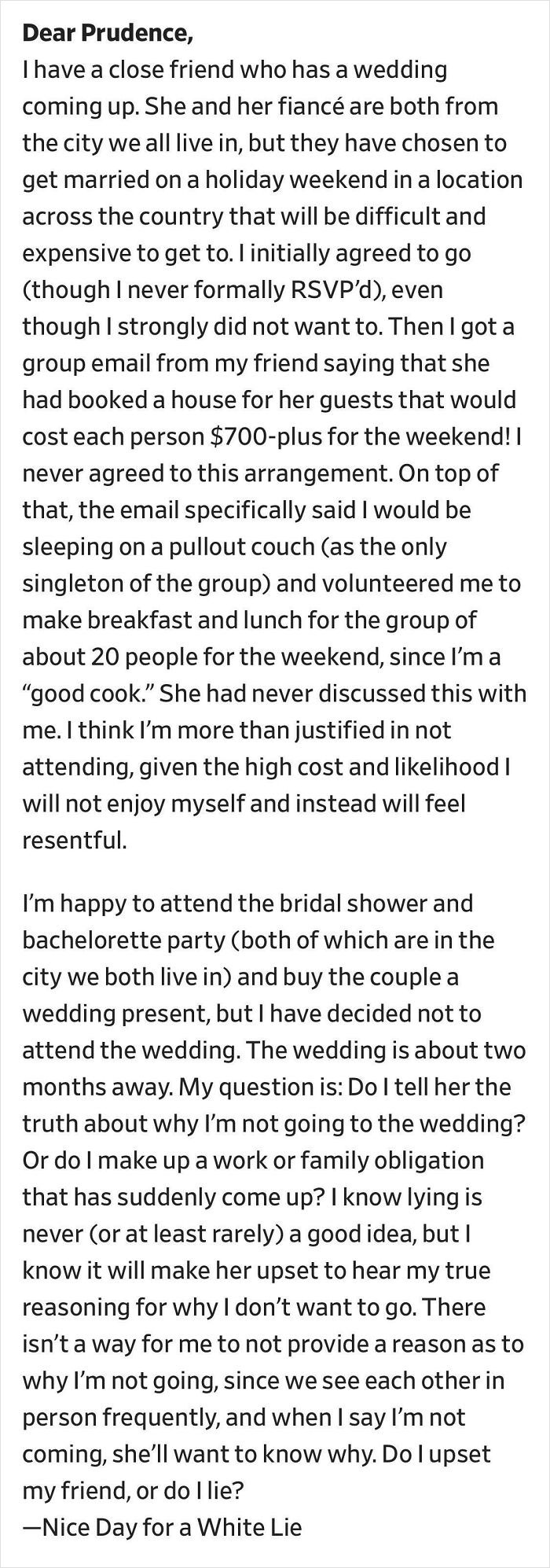 Come To Our Wedding And Pay $700 To Stay In The Guest House But You’ll Be Sleeping On The Pullout Couch Because You’re The Only Singleton. Also, Did I Mention You’re Cooking For Everyone?