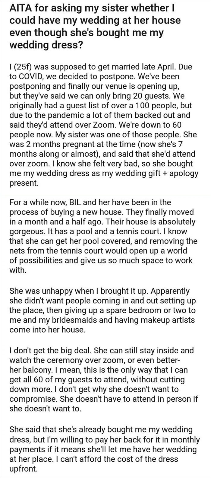 Bridezilla Wants Her Sister's House For Her Wedding!!