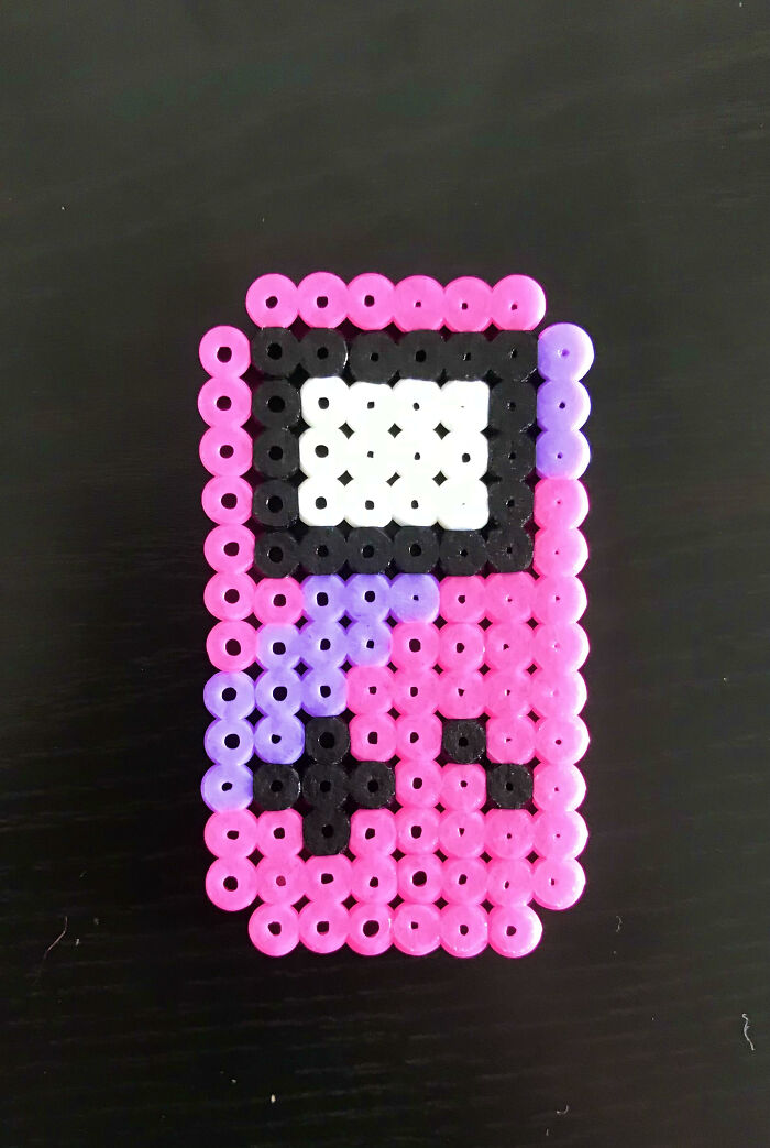 Pink And Purple Perler Bead Gameboy
