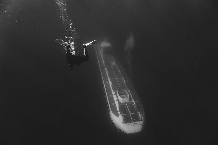 It Seems People Enjoyed My Last Post- Here Is Another One I Took Of The Coast Of O’ahu, Hawaii, Where A Tourist Submarine Came Upon As Out Of The Void While We Were Diving...