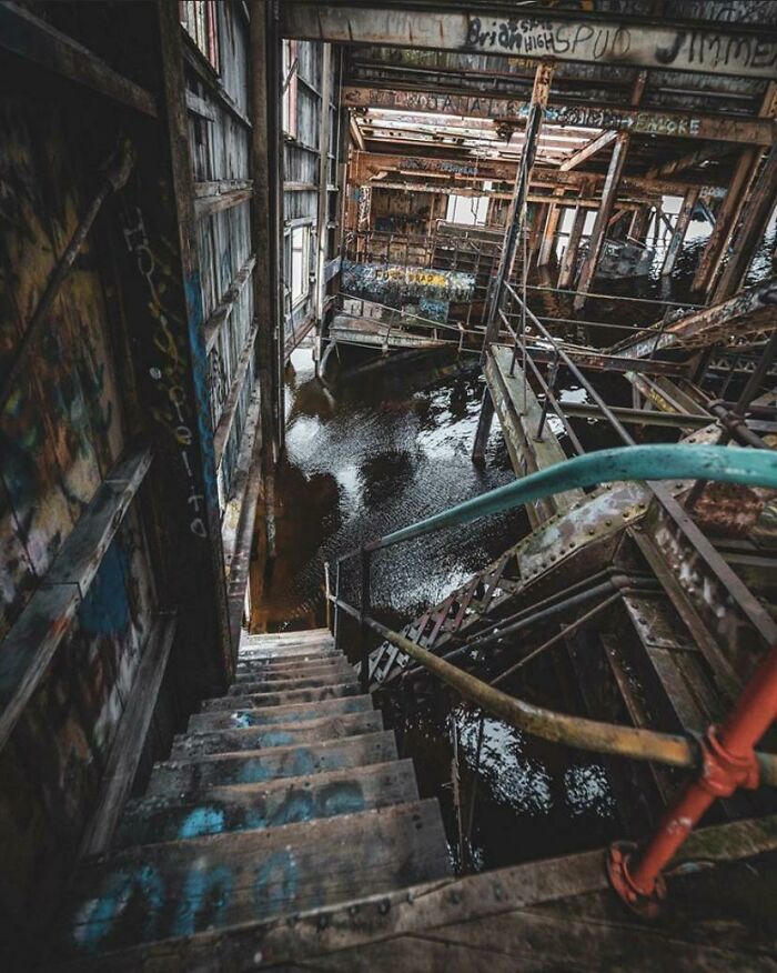 My Buddy Took This Inside An Abandoned Dredge In Michigan
