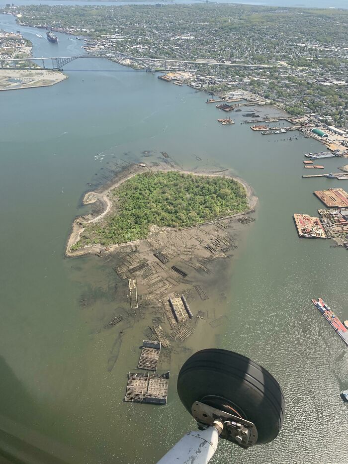 Shooters Island, Staten Island New York Photo Taken At Dead Low Tide It Was An Old Shipyard Back In The Late 1800s And Early 1900s Many Ships Were Left Abandoned After The Yards Closure. At High Tide Most Of The Outlines Of The Ships You See Are Completely Submerged