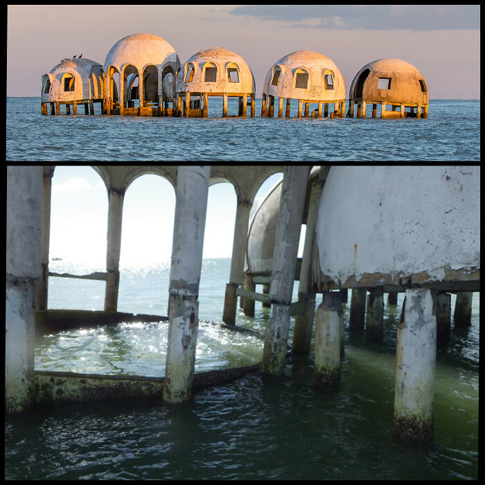 The Sunken, Abandoned "Dome House" In Cape Romano Florida. Many Of These Houses Built In The 80's Have Been Swallowed By The Ocean Over Time
