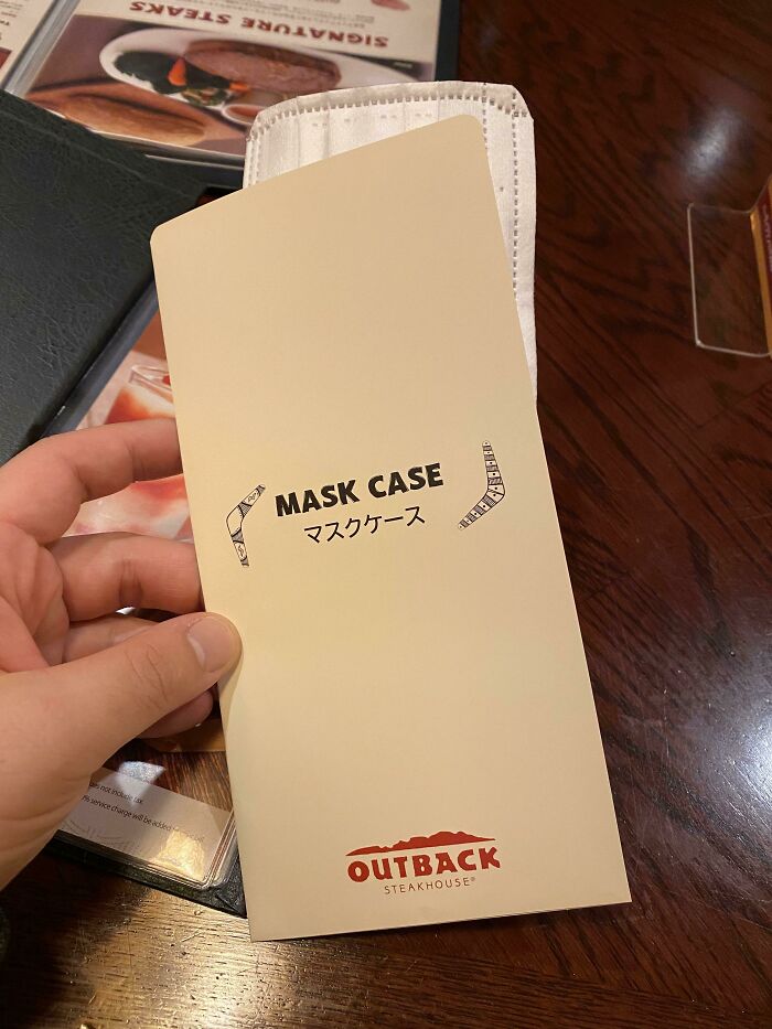 Outback Steakhouse In Japan Gives Each Diner A Mask Case To Store Their Masks
