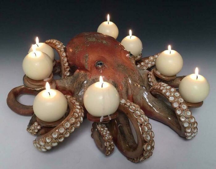 This Octopus Candle Holder That My Sister Hand Made At Her Pottery Shop