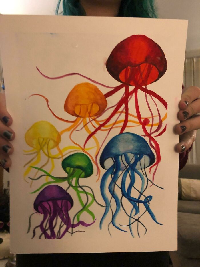 My 15 Year Old Granddaughter Decided To Try Watercolors, I Think She's Off To A Great Start!