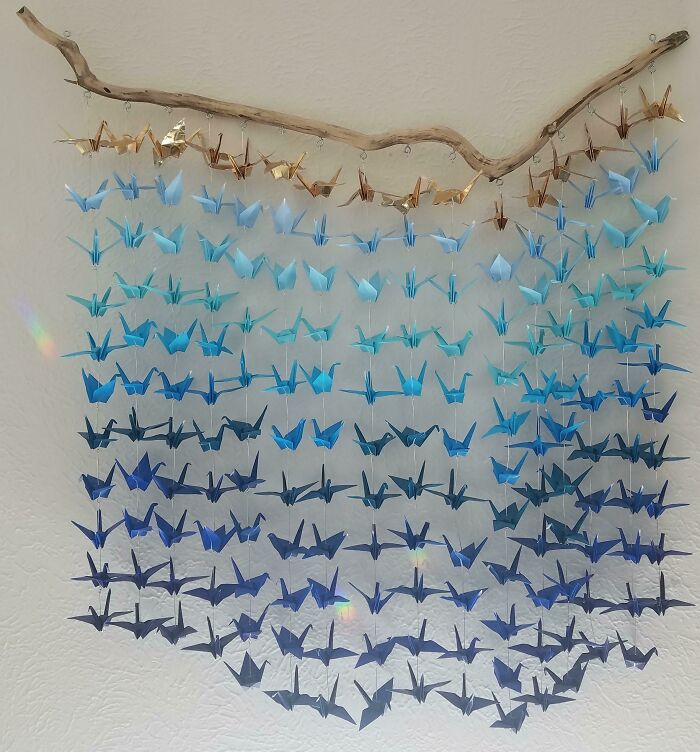 I Made A Bunch Of Paper Cranes And Attached Them To A Branch. Hope You Guys Like It!