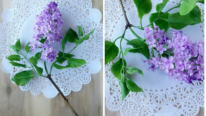 I Made A Lilac Branch Out Of Cold Porcelain.very Long And Painstaking Work, A Lot Of Small Parts,stamens,but It's Worth It