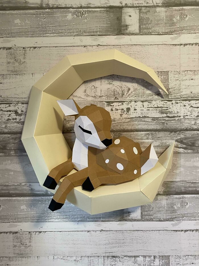 For Those Who Enjoyed My Fox Paper Sculpture ... Here Is His Pal, The Fawn! Hanging Sleepily In The Nursery