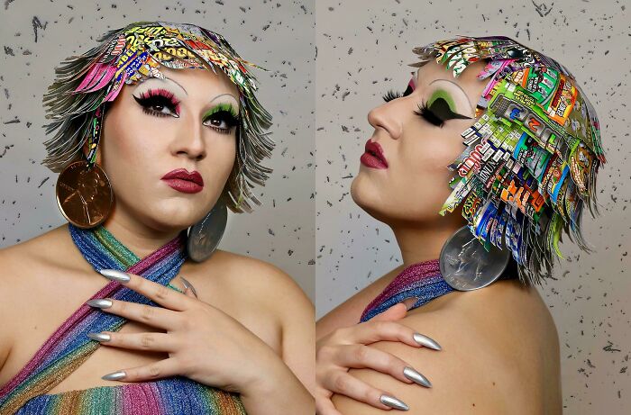 Making Wigs Out Of Anything But Hair Is My Thing. Here's One I Made Out Of Scratch Tickets!