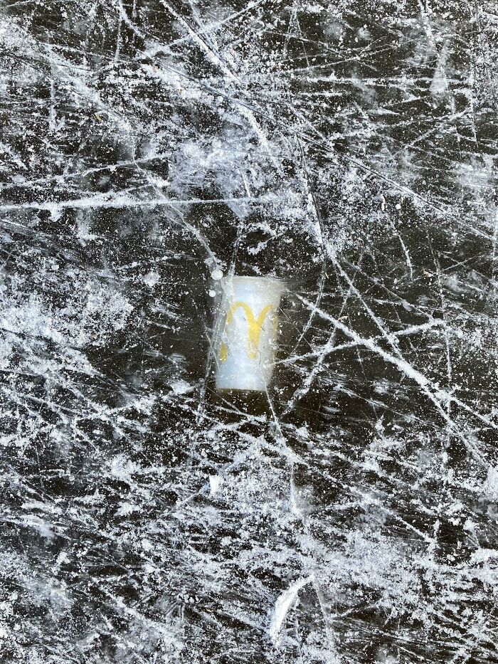 Found This McDonald's Cup In The Ice I Was Skating On