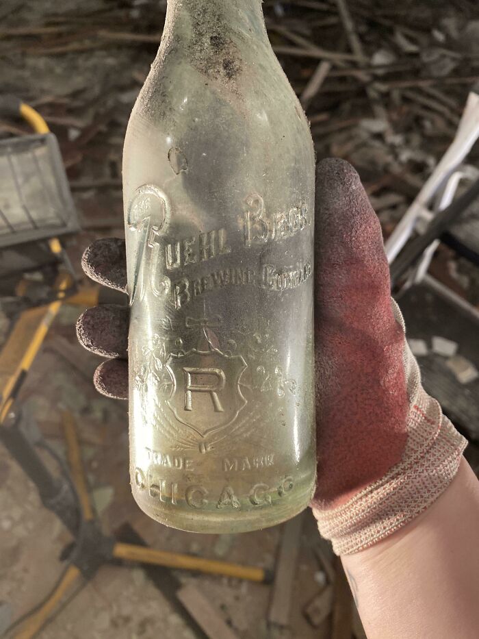 Old Bottle From Ruehl Bros. Brewery In Chicago I Found Behind A Wall During Our Demo In Our Master Bedroom. According To Google, Brewery Existed From 1915-1926