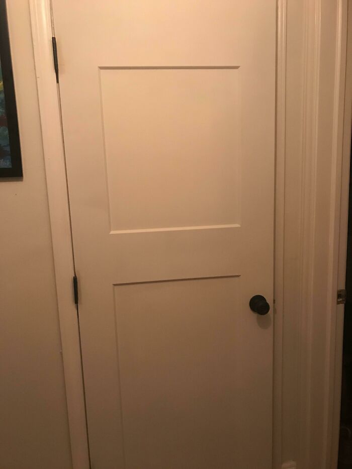 GF Was So Proud Of Herself For Buying Raw Doors, Cutting In The Hinges And Drilling The Knob Hole. I Was The Bearer Of Bad News That She Did It Upside Down