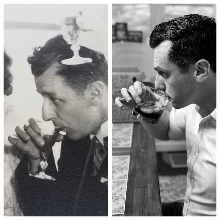 Side By Side Of My Grandfather At His Wedding And Myself