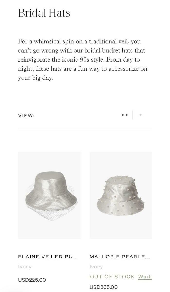 Bridal 90s Inspired Bucket Hats? For $225?? And So Popular That At Least One Is Out Of Stock??? (Lighthearted “Shaming” Here - I Know Everyone’s Style Is Different!)