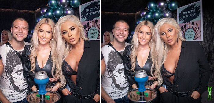 What The Singer On The Right Posted On Her Insta vs. The Same Picture In The Club's Page