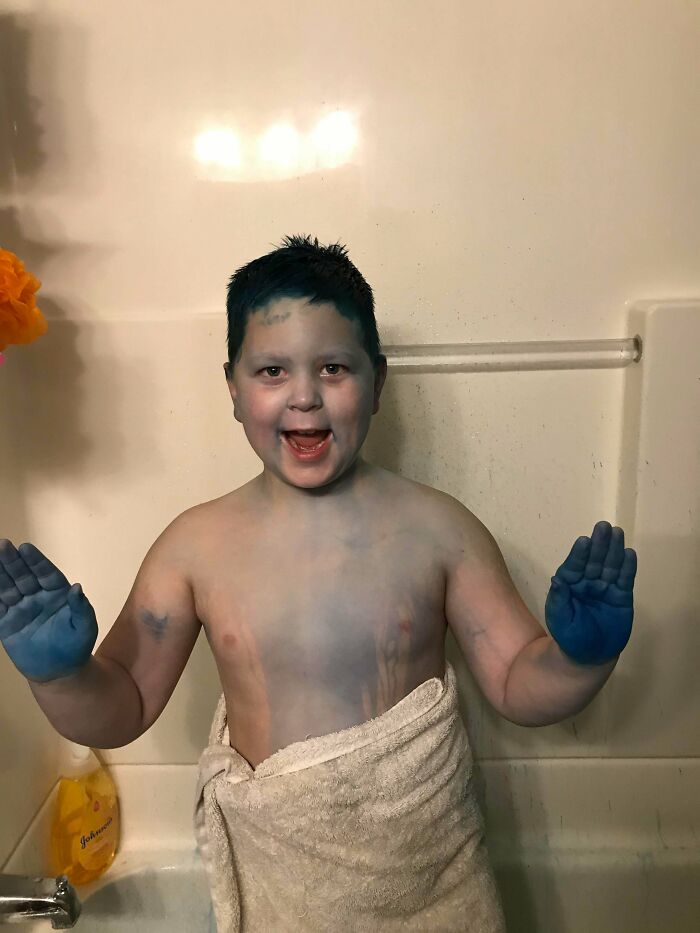 I Told My Son To Tell Me When His Hair Dye Alarm Went Off. He Took A Shower Instead