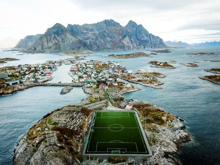 Henningsvaer Fotballbanen (Soccer Field) In Norway