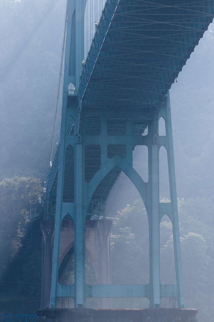 St. John's Bridge Across The Willamette River In Portland, USA