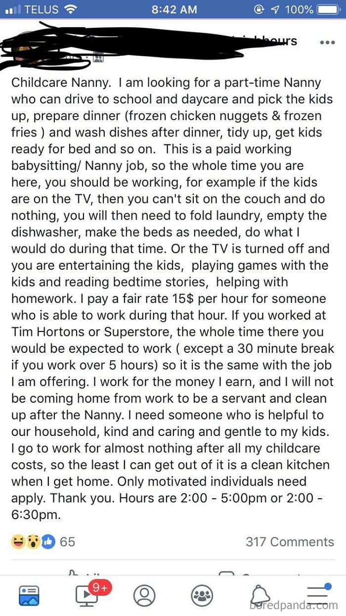 Looking For A Housekeeper/Babysitter/Slave For Slightly Above Minimum Wage, And Don’t Even Think About Taking A Break