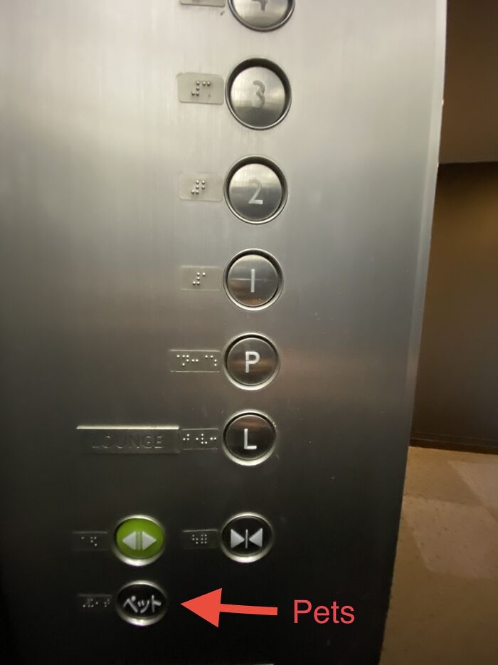“Pets” Button On A High End Residential Building Elevator In Tokyo