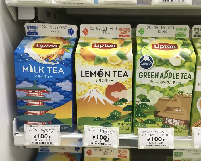 The Designs On These Lipton Tea Cartons In Japan