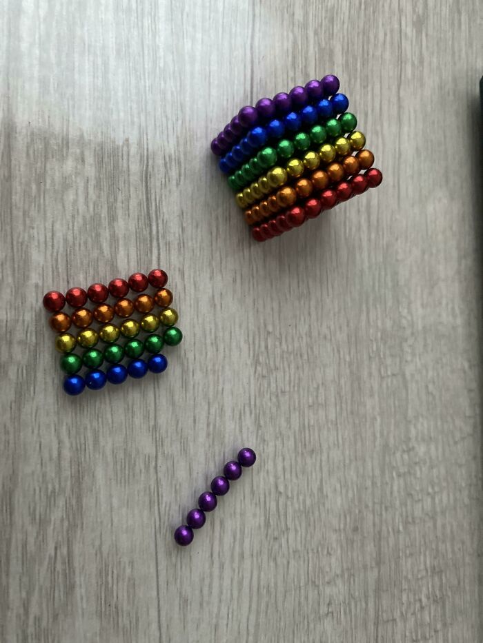 Let A Friend Borrow My Magnetic Beads About A Week Ago. Got Bored Today And Decided To Rebuild The Original Cube (How It Was When Borrowed). One Blue Bead Is Missing And I Can’t Make The Whole Cube Now