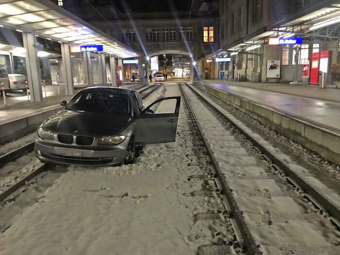 Idiot Ends Up On Train Tracks After Not Looking Where He Was Going