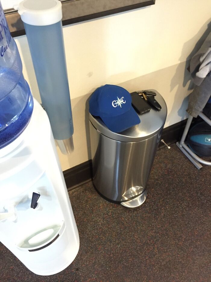 This Is A Gym Trash Can, Not Your Personal Shelf